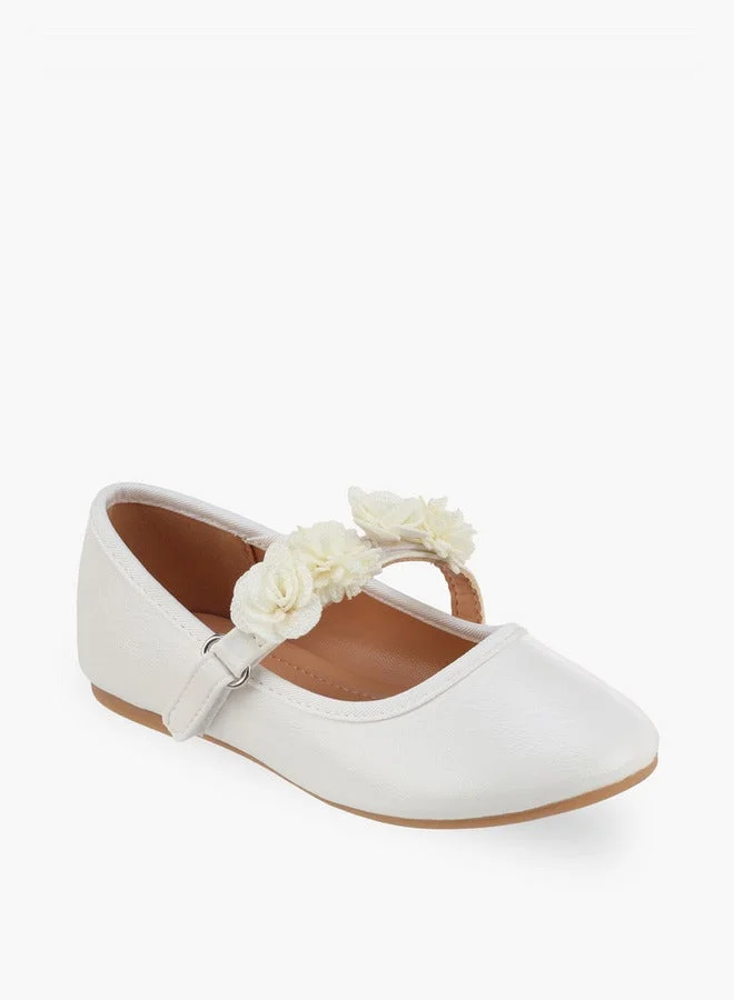 Flora Bella By Shoexpress Girls Floral Embellished Hook & Loop Ballerina Shoes